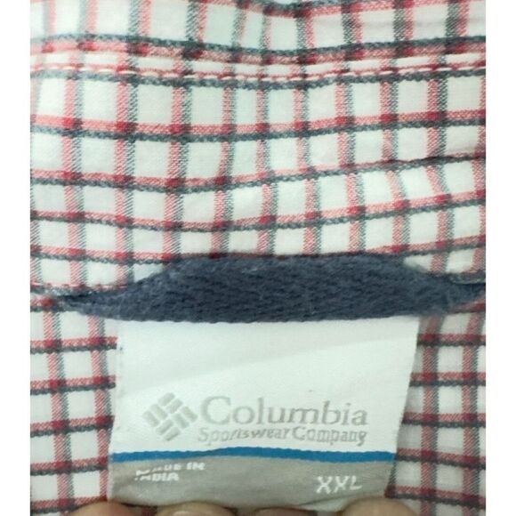 Columbia Mens Button Down Shirt Red White & Blue Plaid Cotton XXL - Picture 2 of 9